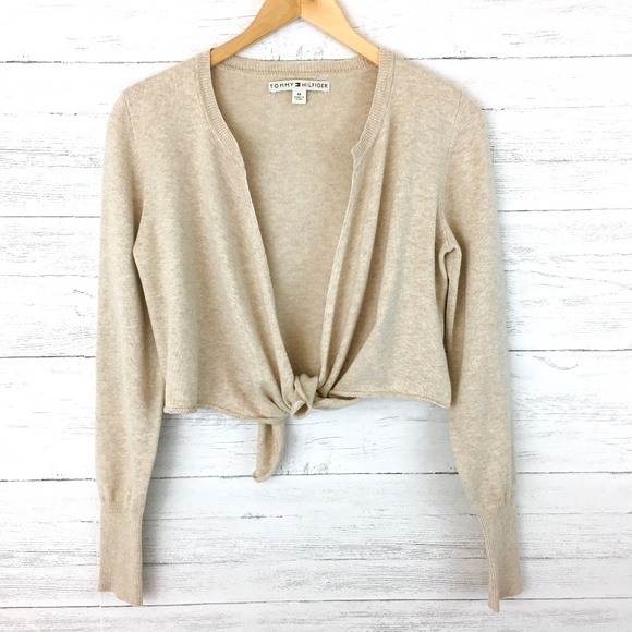 Tommy Hilfiger Sweaters - Tommy Hilfiger Women's Tan Tie Front Cardigan